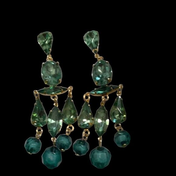 Mint Green Teal Drop Earrings - Picture 4 of 5